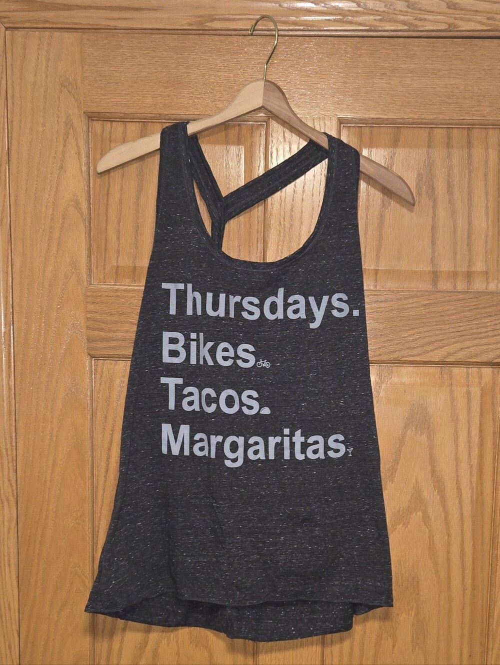 Womens Black Graphic Tank Top - Thursdays Bikes Tacos Margaritas